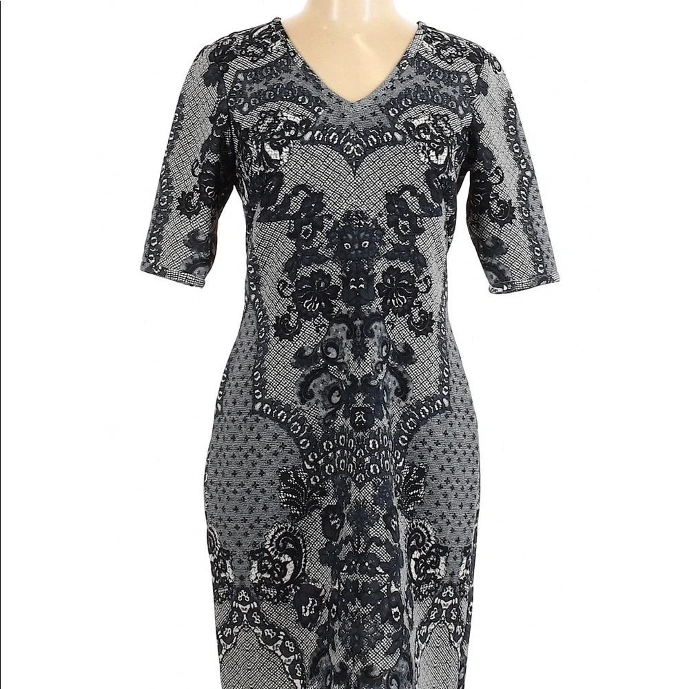 BARASCHI Anthropologie Paisley Print Navy Dress - Picture 1 of 7